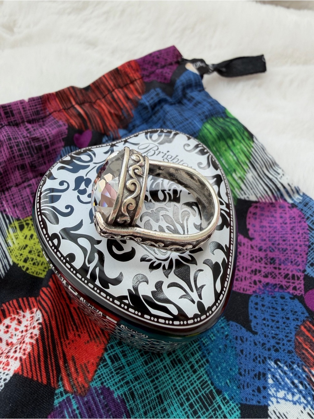 Brighton Venus Sterling Silver Plated Statement Ring - Size 7 - Picture 5 of 11
